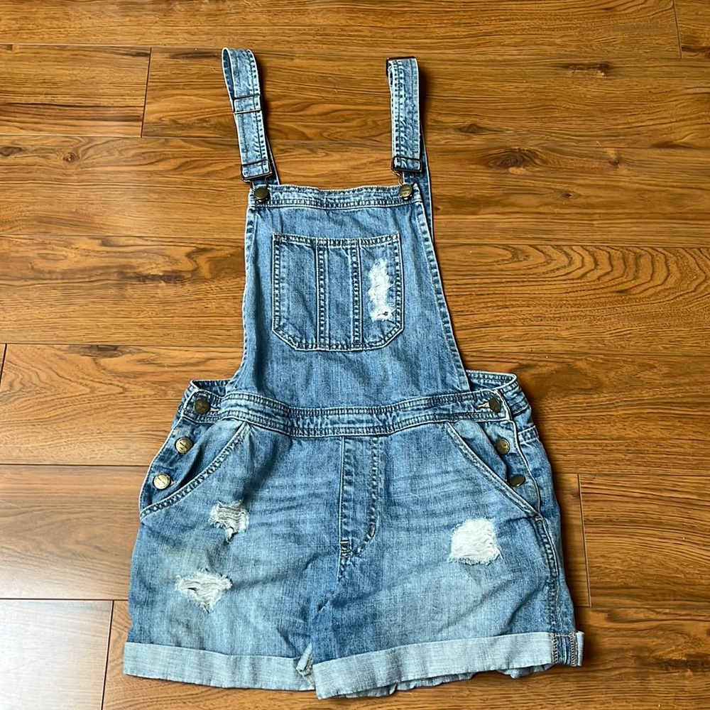 Sneak Peek Distressed Denim Shortalls